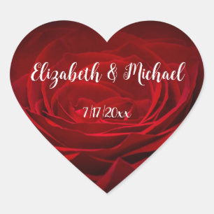 Adesivo Coração Casamento Personalizado de Script Manuscrito Branc