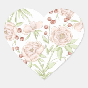 Adesivo Coração Casamento Rosa Bege