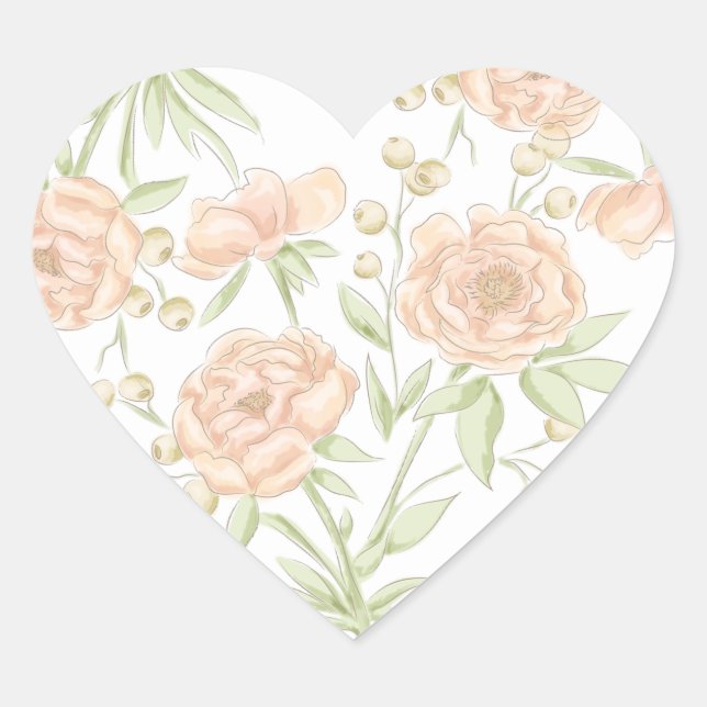 Adesivo Coração Casamento Rosa Pêssego (Frente)