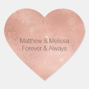 Adesivo Coração Casamento Rosa Rosa Rosa Glam Lace