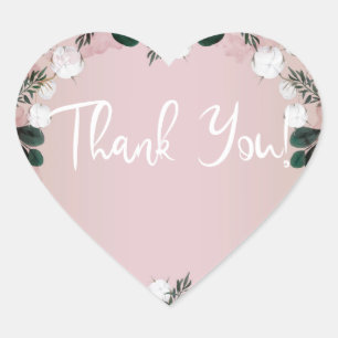 Adesivo Coração Casamento Russo Blush Taupe Cotton Floral Greenery