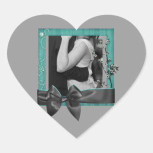 Adesivo Coração Casamento velho de hollywood do preto chique da