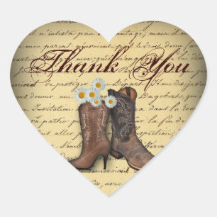 Adesivo Coração casamento vintage de cowboy do país oeste