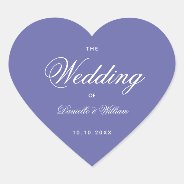 Adesivo Coração Casamento Violeta Coração com Caligrafia (Frente)