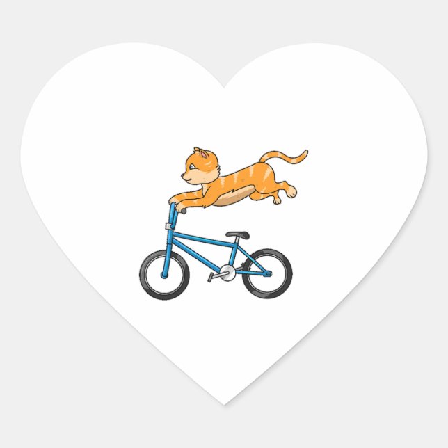 Adesivo Coração Cat Andando Um Bmx (Frente)