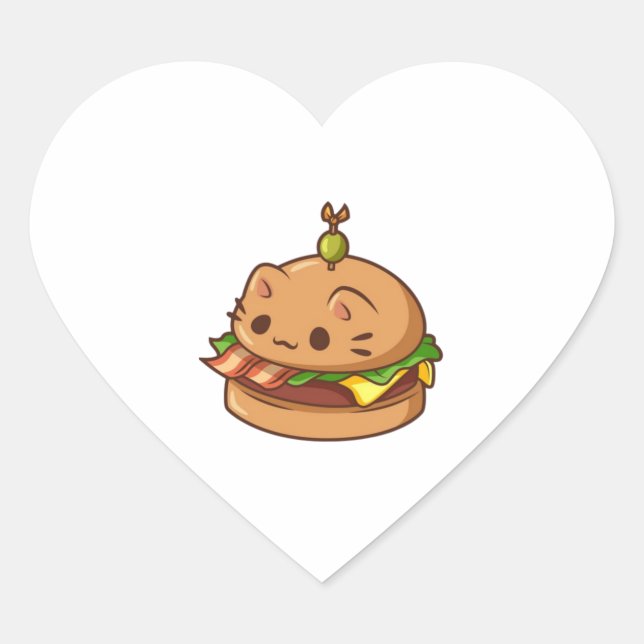 Adesivo Coração Cat Burger 2 (Frente)