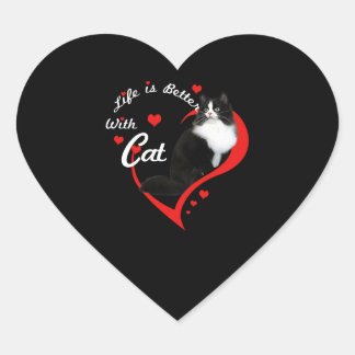 Adesivo Coração Cat Lovers | A Vida Do Amor É Melhor Com O Proprie