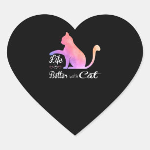 Adesivo Coração Cat Lovers A Vida É Melhor Com Presente De Propr
