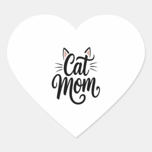 Adesivo Coração Cat Mãe Sussurros e Orelhas