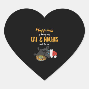 Adesivo Coração Cat Nachos no Presente de Natal Mexicano