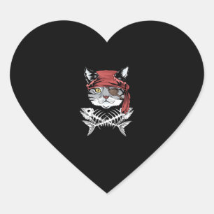 Adesivo Coração Cat Pirata Engraçado Pirata Pirata Halloween