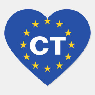 Adesivo Coração Catalunha "CT" Bandeira da União Europeia