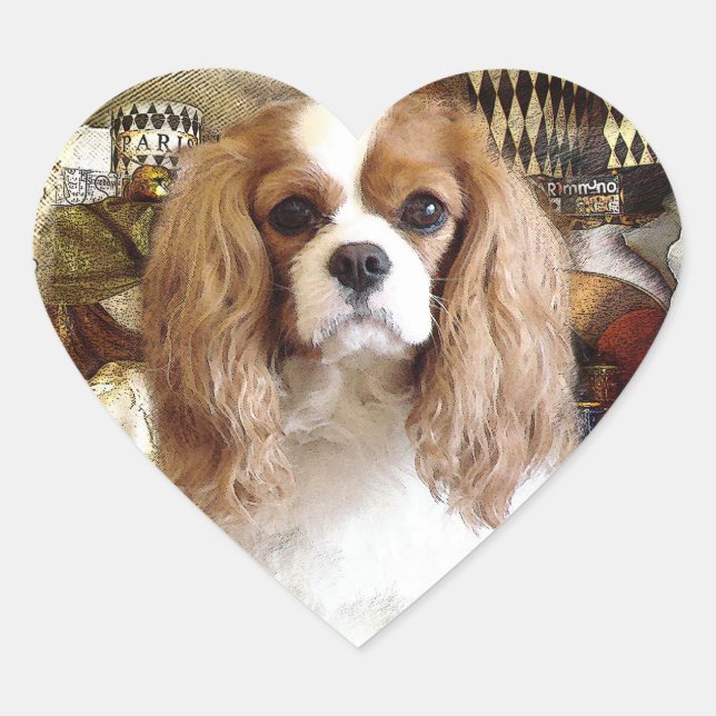Adesivo Coração Cavalier King Charles Spaniel (Frente)