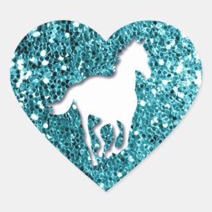 Adesivo Coração Cavalo branco no olhar do brilho do Aqua