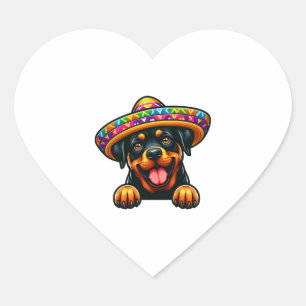 Adesivo Coração Celebração de Cinco de Mayo Rottweiler no México