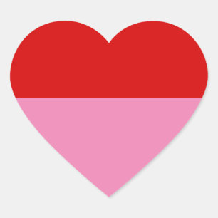 Adesivo Coração Celebração Simples de Festa Vermelha e Rosa