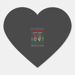 Adesivo Coração Celebre Gnomies Natal Gnomos Árvores Rena