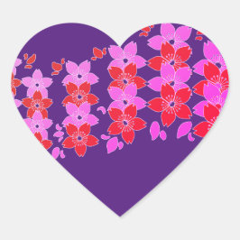 Adesivo Coração Cereja Flor Vermelho Rosa