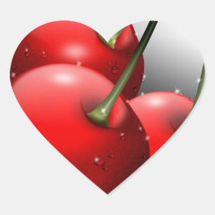 Adesivo Coração Cerejas com gotas de areia