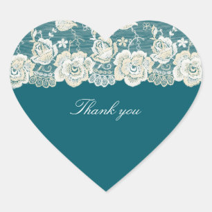 Adesivo Coração Chá de Bebê Romântico em Azul Turquesa e Verde Flo