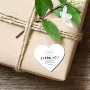 Adesivo Coração Chá de fraldas de Menino Azul