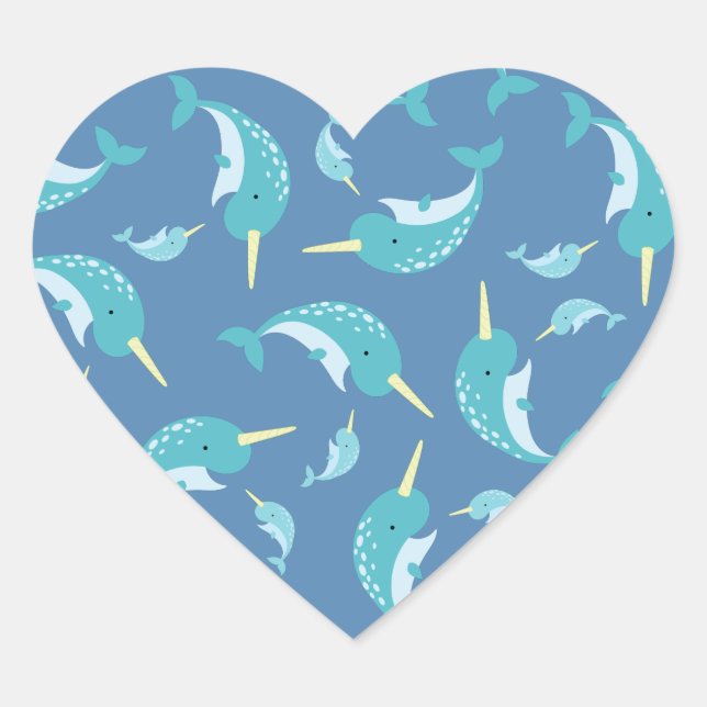Adesivo Coração Chá de fraldas Narwhal (Frente)