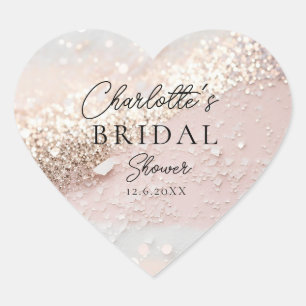 Adesivo Coração Chá de Noiva Brilhante  