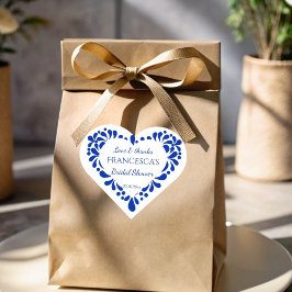 Adesivo Coração Chá de panela azul mexicano talavera