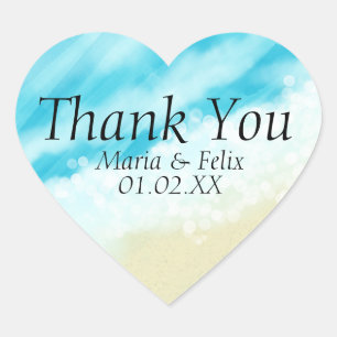 Adesivo Coração Chá de panela de Casamento de Praia Ondas Tropica