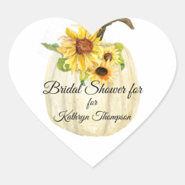 Adesivo Coração Chá de panela de queda de abóbora branco de girass