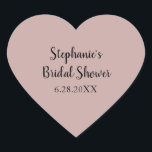 Adesivo Coração Chá de panela Personalizada De Casamento De Rosa D<br><div class="desc">Projetado com rosa sólido poeirento e modelo personalizado para chá de panela,  este é excelente para casamentos,  chás de panela etc. que você pode personalizar para outros eventos como chá de fraldas,  aniversários,  solteira e muito mais!</div>