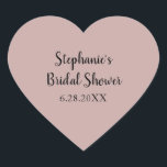 Adesivo Coração Chá de panela Personalizada De Casamento De Rosa D<br><div class="desc">Projetado com rosa sólido poeirento e modelo personalizado para chá de panela,  este é excelente para casamentos,  chás de panela etc. que você pode personalizar para outros eventos como chá de fraldas,  aniversários,  solteira e muito mais!</div>