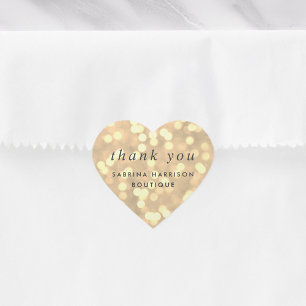 Adesivo Coração Champagne Bokeh   personalizou o obrigado do