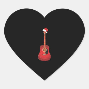 Adesivo Coração Chapéu Santa da Guitarra de Natal