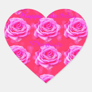 Adesivo Coração Charlotte Happy Birthday - Logotipo das garotas,