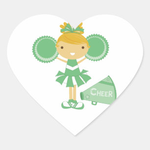 Adesivo Coração Cheerleader no verde