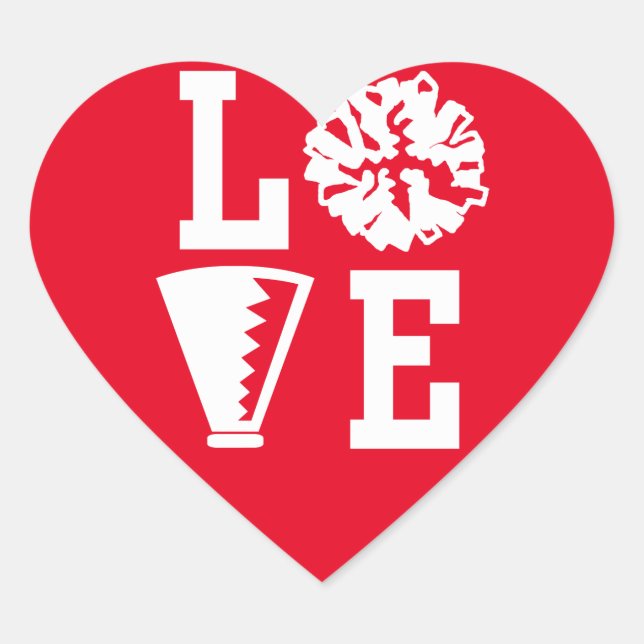 Adesivo Coração Cheerleaderes vermelhos adoram coração (Frente)