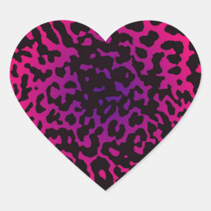 Adesivo Coração Cheetah Heart Pink Purple