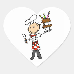 Adesivo Coração Chef Com Bolo De Aniversário