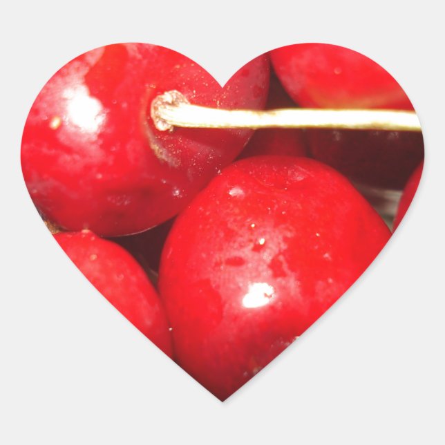 Adesivo Coração Cherries Art Photo (Frente)