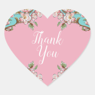 Adesivo Coração Cherry Blossom Teal Retro Vintage Chá de fraldas