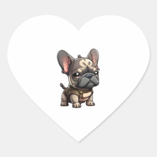 Adesivo Coração Chibi French Bulldog