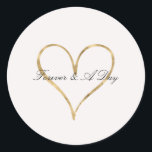 Adesivo Coração Chic de Dourado<br><div class="desc">Coração Chic de casamento personalizado Dourado ou qualquer ocasião</div>
