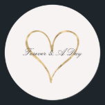 Adesivo Coração Chic de Dourado<br><div class="desc">Coração Chic de casamento personalizado Dourado ou qualquer ocasião</div>