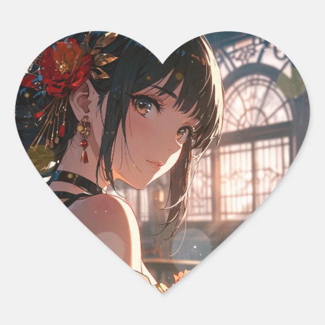 Adesivo Coração Chica con flores (Frente)