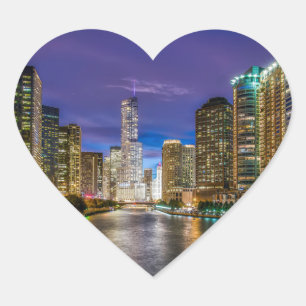 Adesivo Coração Chicago Illinois à noite
