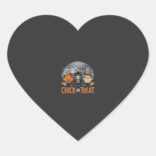 Adesivo Coração Chick or Treat Design de Cemitério de Halloween Fo