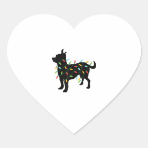 Adesivo Coração Chihuahua Christmas Lights Xmas Gift for Dog Lover