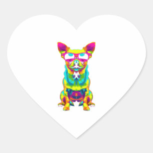 Adesivo Coração Chihuahua Dog Sunglass Art