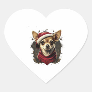 Adesivo Coração Chihuahua Felry Natal X-Mas Tree Cute